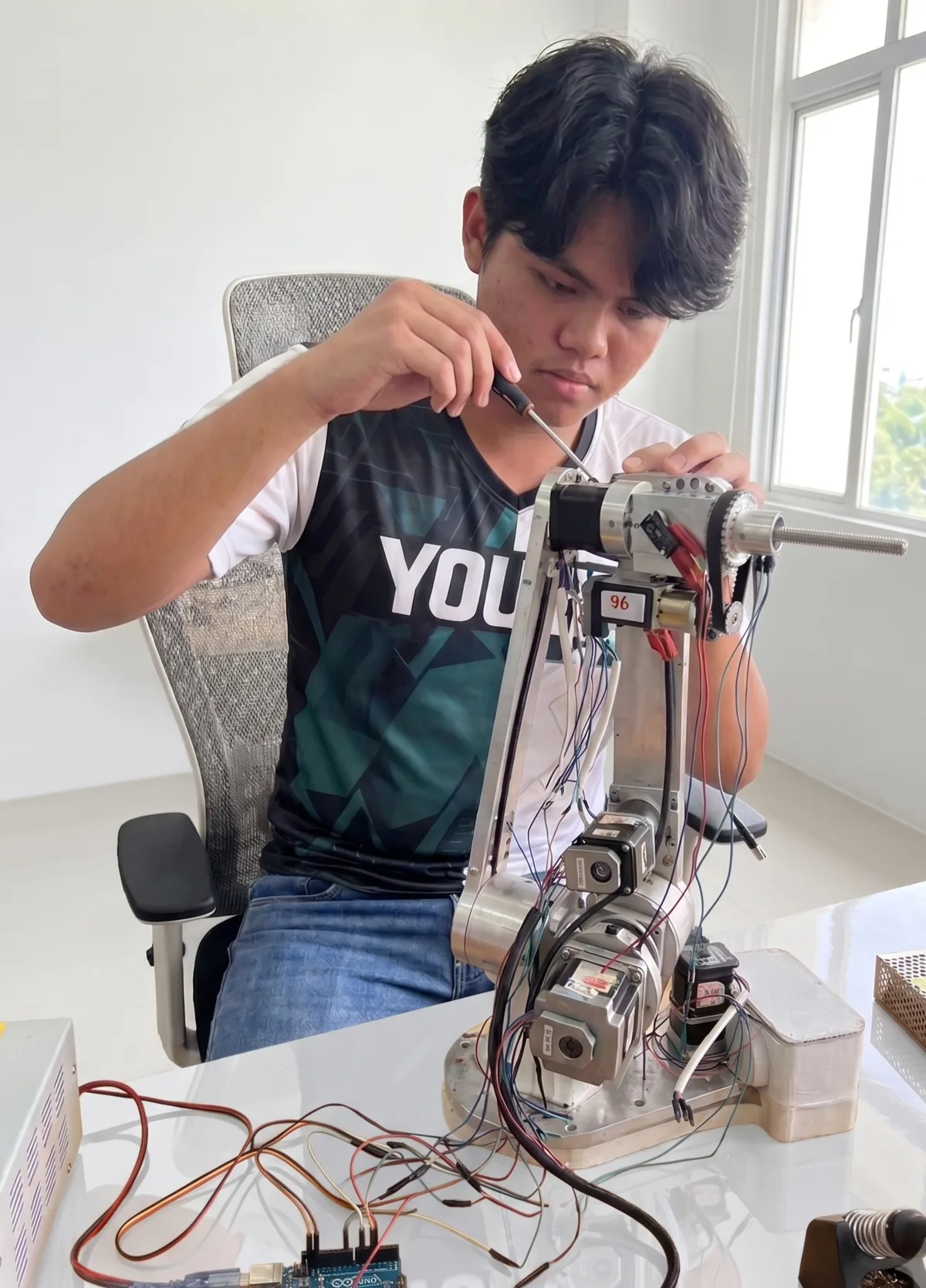 AR3 robot arm at the Nam Jai Code Lab workplace