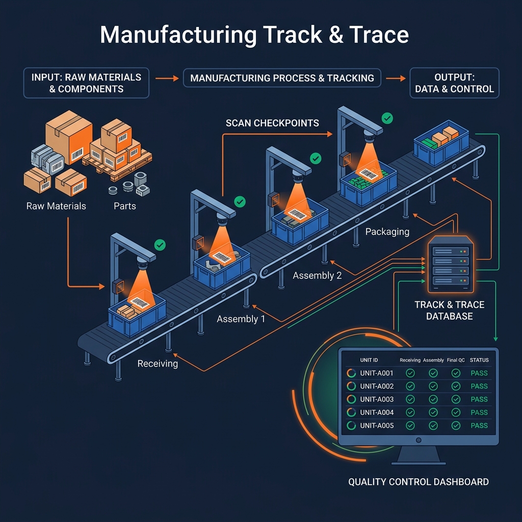 Manufacturing Track & Trace Conceptual Architectural Diagram